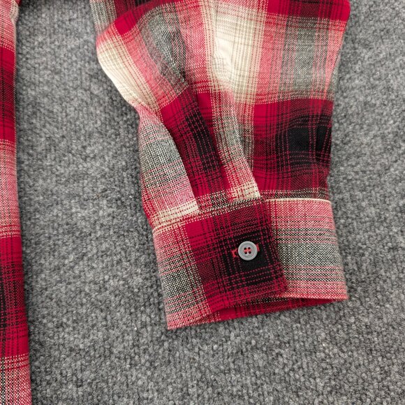 CALTOP Shirt Men's‎ 3XL Red Plaid Flannel Open Pocket Long Sleeve Ombre USA - Picture 12 of 14